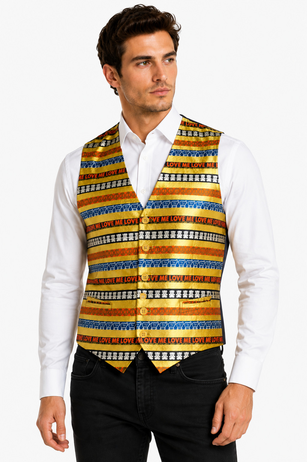 MOSCHINO CHEAP AND CHIC – 1990s Novelty Stripe Silk Brocade Vest, Size-Small