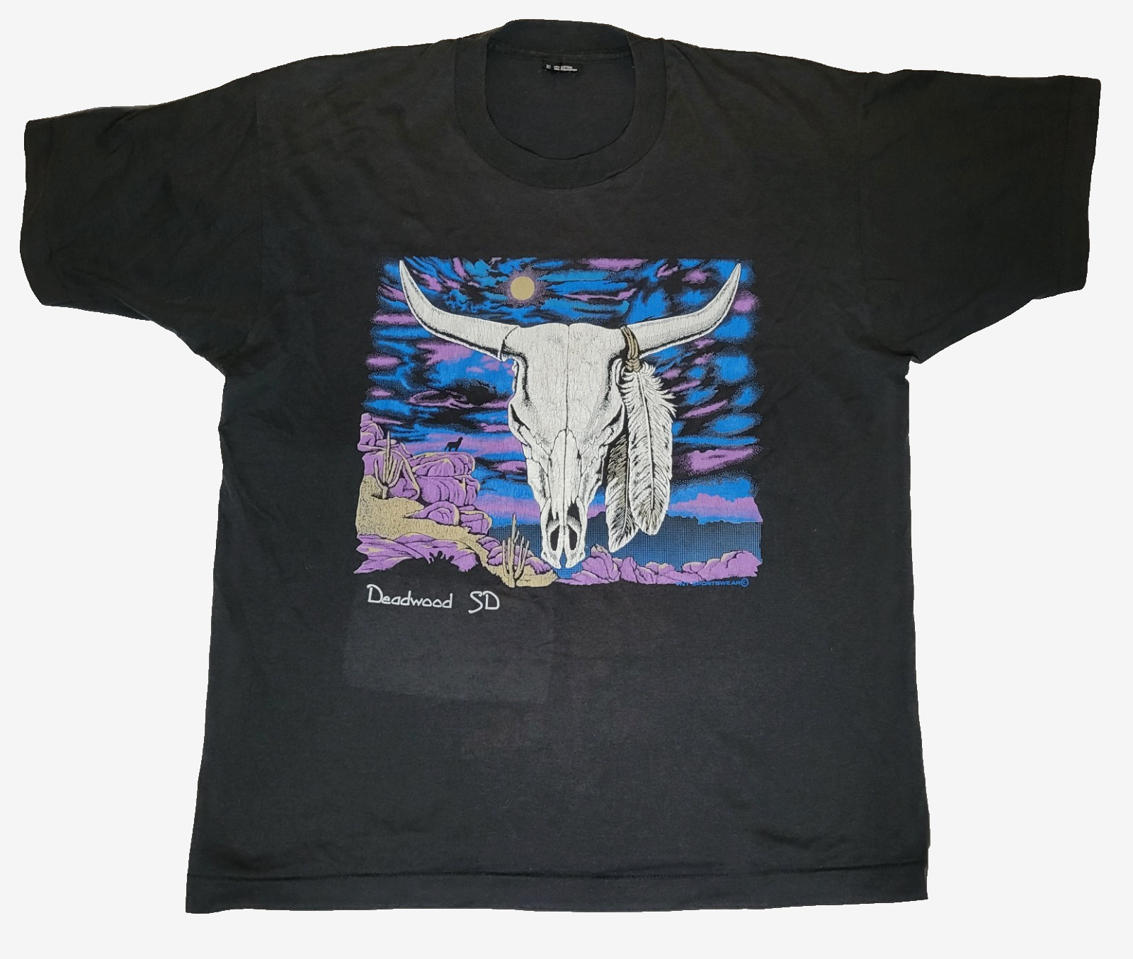 VTG Deadwood South Dakota T-shirt Men’s XL Bull Skull Boxy Single Stitch 90s