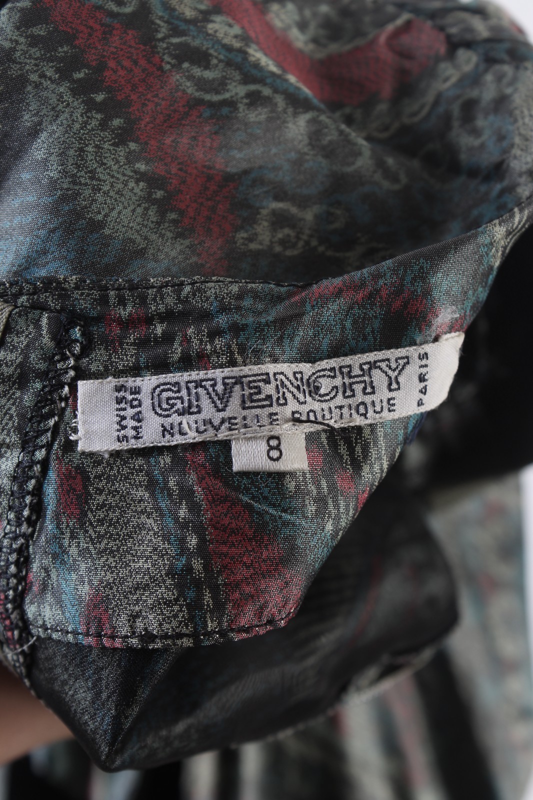 Vtg Givenchy Designer Evening Dress Nouvelle Boutique Black Velvet Paisley Gown