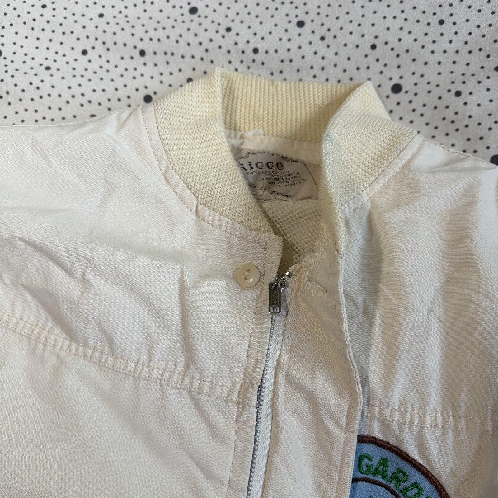 Vintage 1970s Ricco California Jacket Men’s M White Bomber CSU Master Gardener