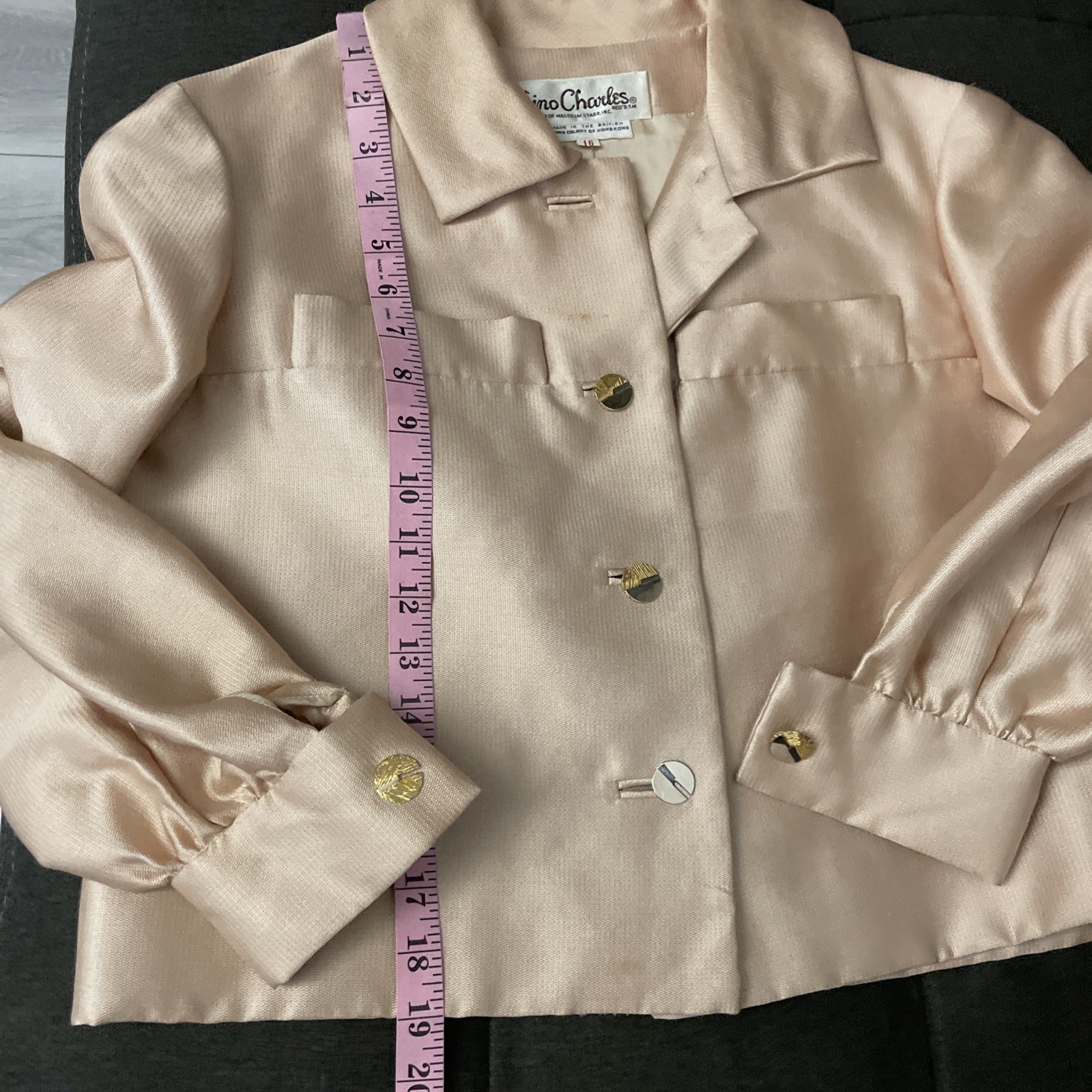 Vintage 60s GINO CHARLES Jacket Cropped Top Lined Sz16/L