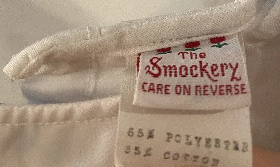 Vintage The Smockery Girl’s Size 4T White Polyester/Cotton dress