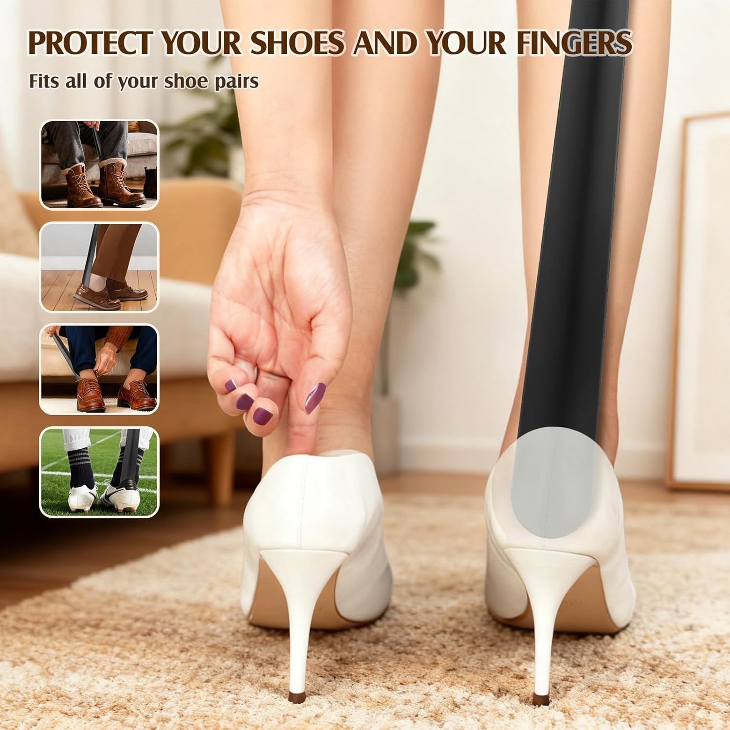 Shoe Horn Long Handle for Seniors Men Women,Metal Long Shoehorn for Boots