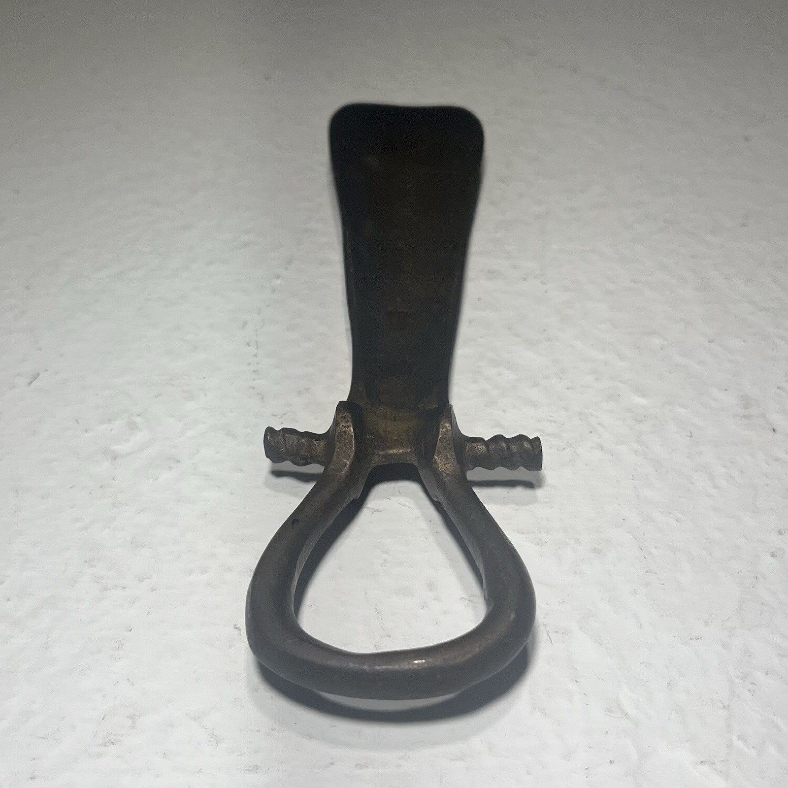 Antique 7” Inch Solid Brass Shoehorn with Hanging Loop