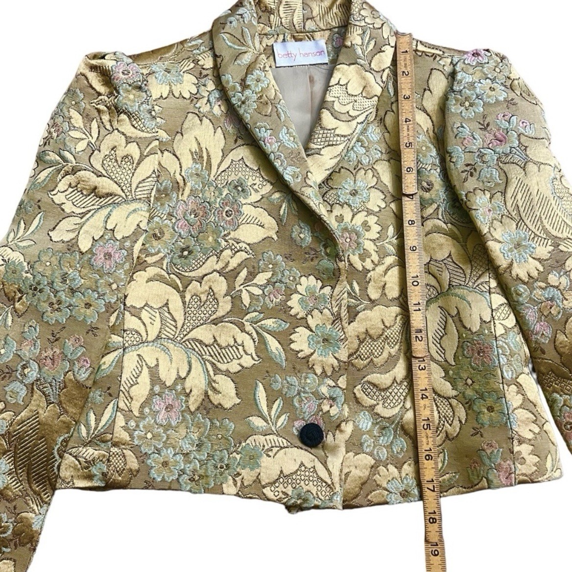 Vintage Stunning Betty Hanson Gold Floral Brocade Jacket, Size 6, Small/Medium