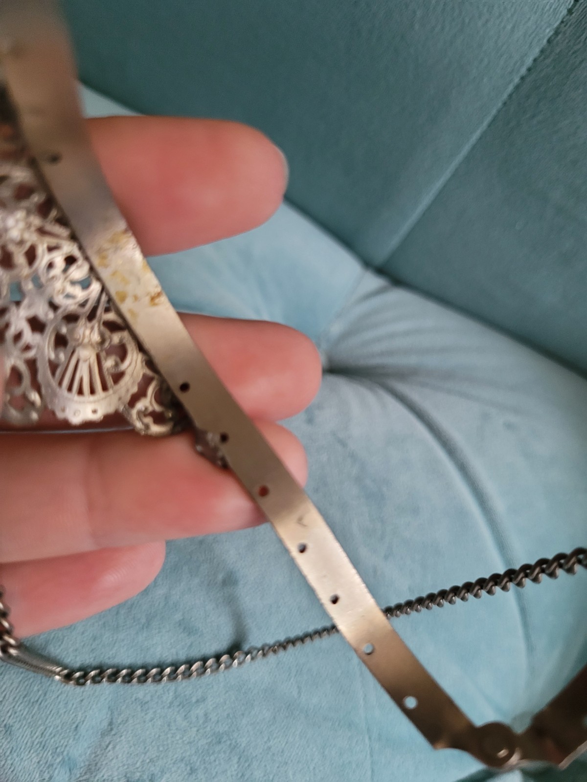 Antique Art Nouveau Ornate Filigree Silver Purse Frame Only w Stylized Flowers