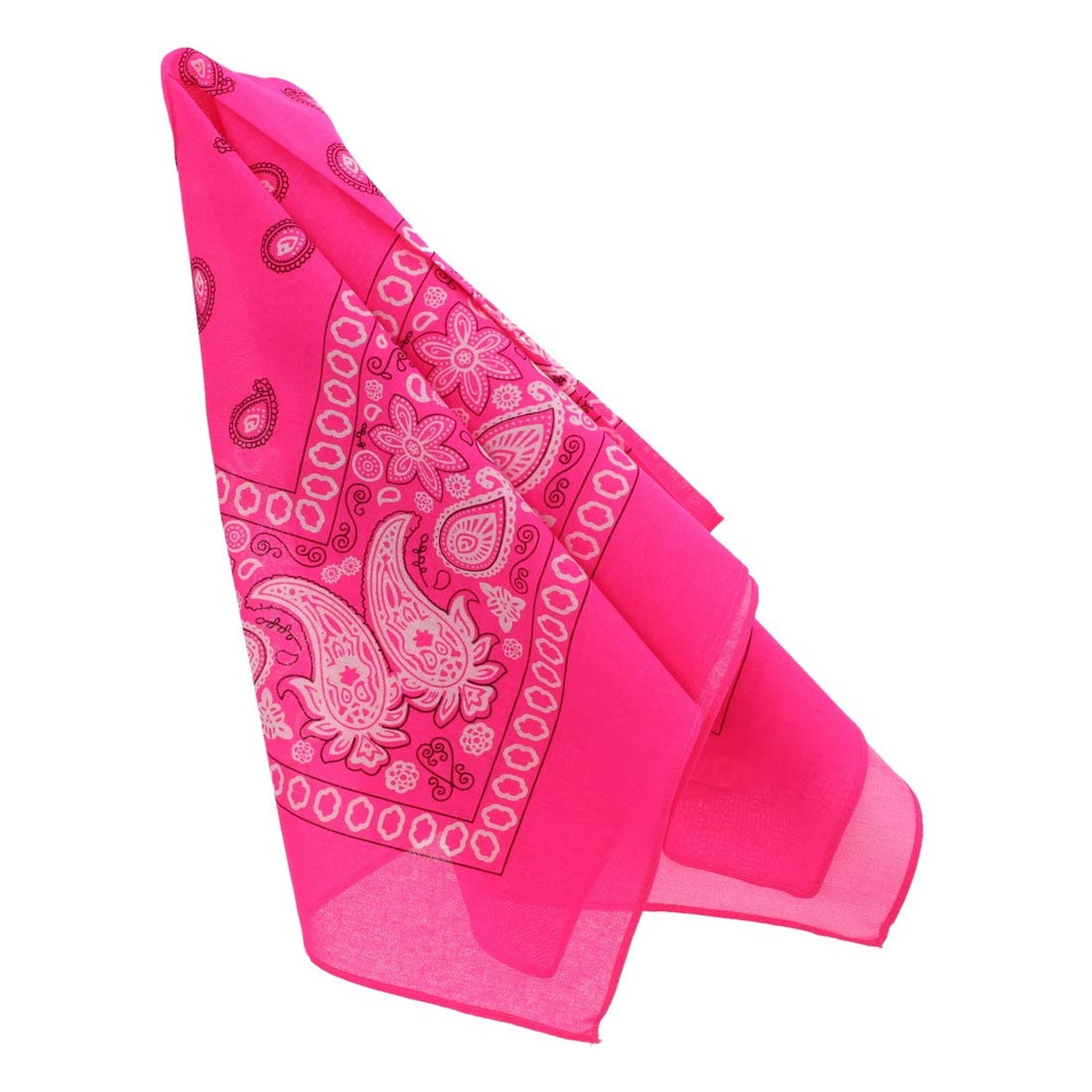 Motique Accessories 22 Inch Neon Cotton Paisley Bandana Pink