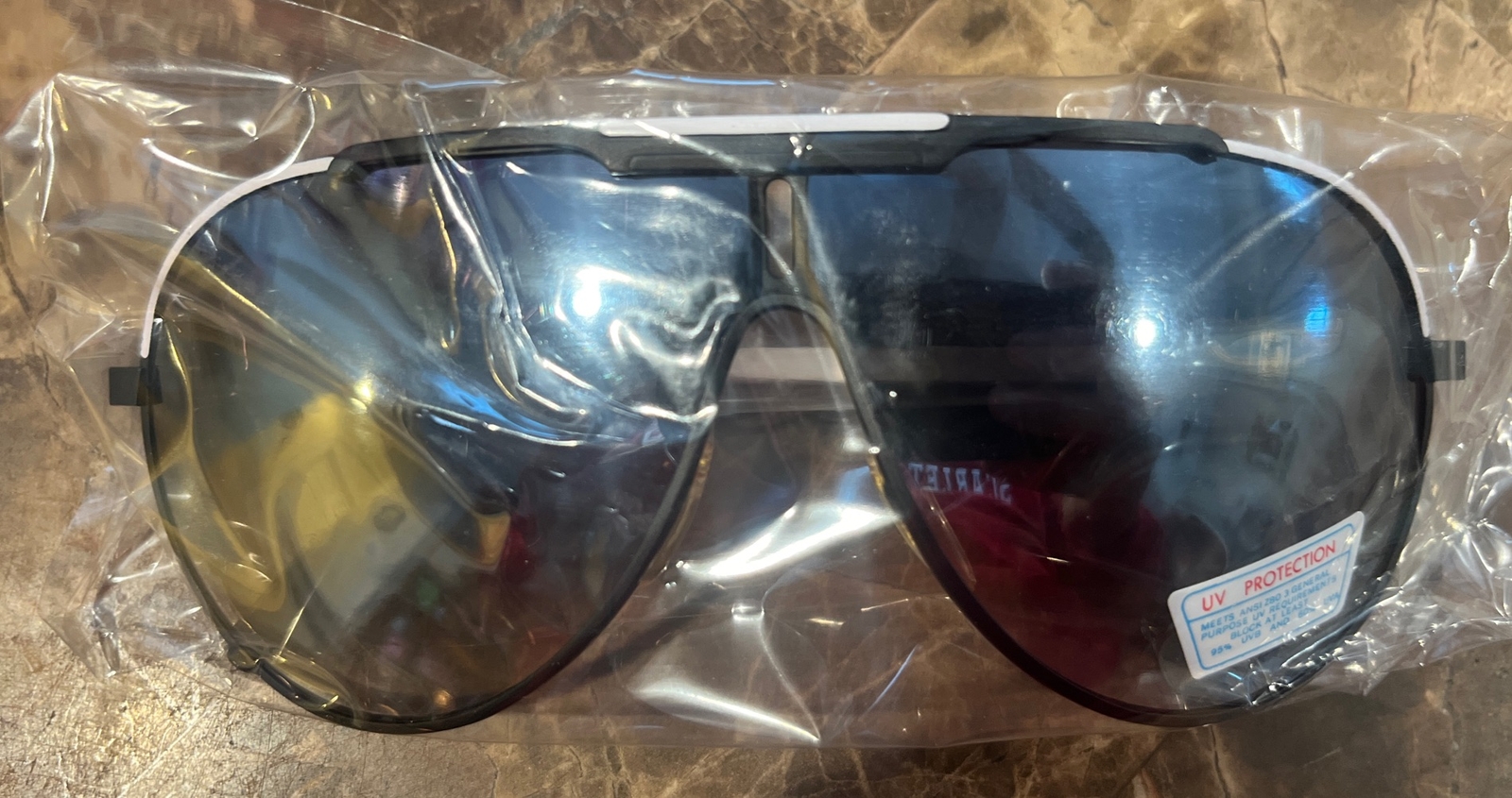 Original 1980’s Aviator White & Black Metal Frame 100% UV IFR Sunglasses NOS