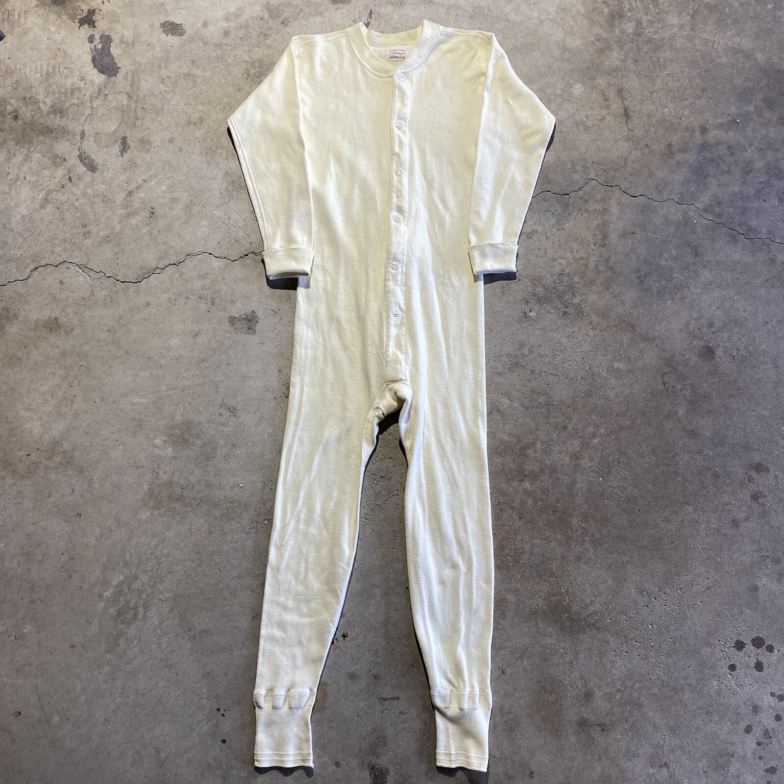 Vintage JC Penny Bodysuit Long Johns Pajamas Cotton Size 36 Good Condition