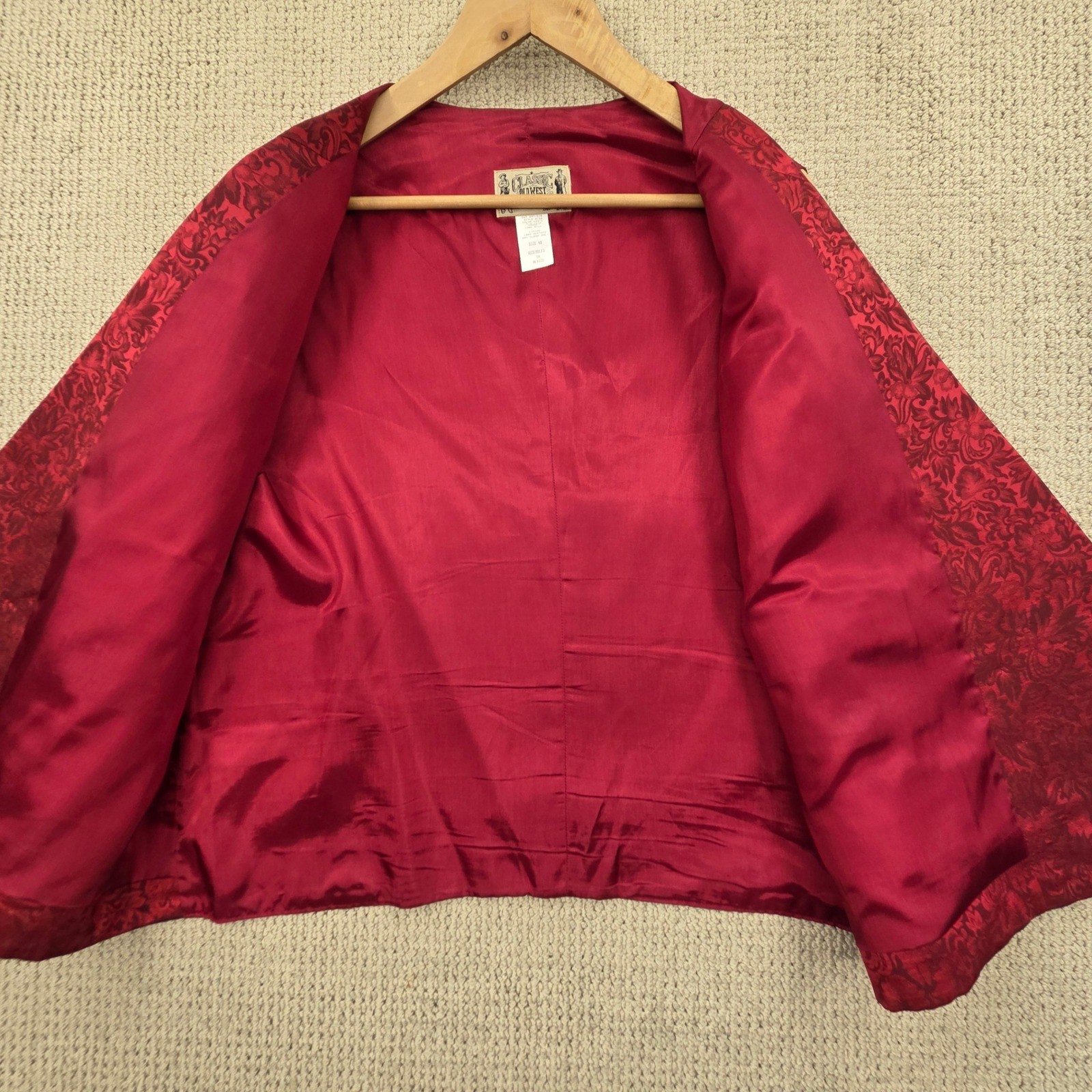 Classic Old West Styles Mens Red 100% Silk Floral Damask Paisley Vest Size 48