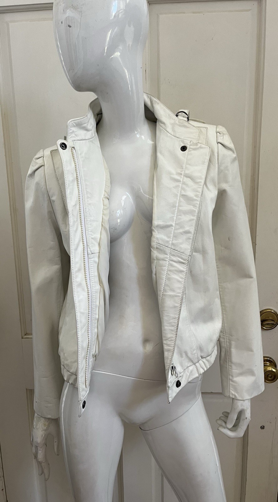 WILSON SUEDE & LEATHER White VINTAGE! 80’s GLAM ROCK Zippered Jacket Sz 14