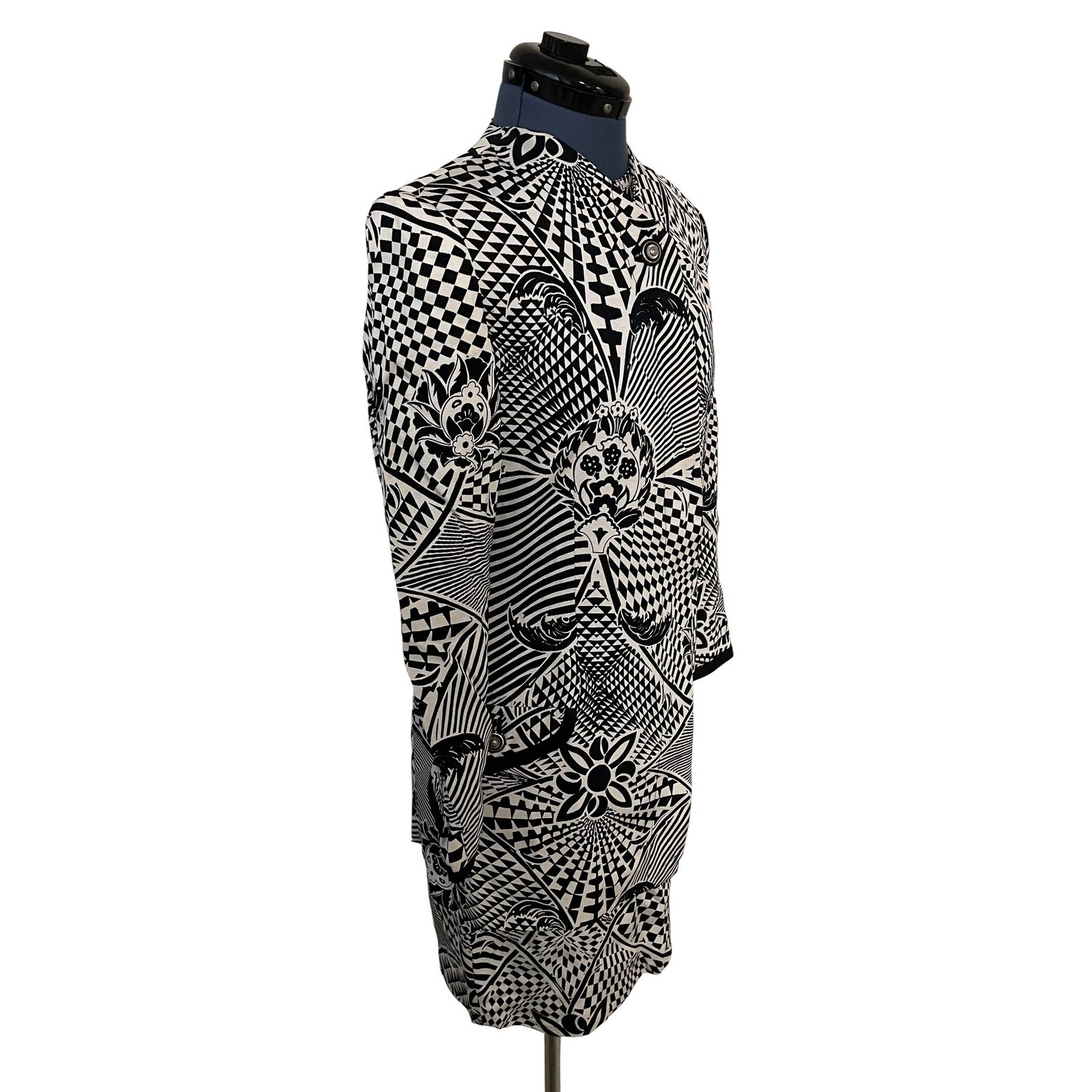 Vtg Versus Gianni Versace Womens 3 Pc Set Blazer Top Skirt Op Art 90s 30/32
