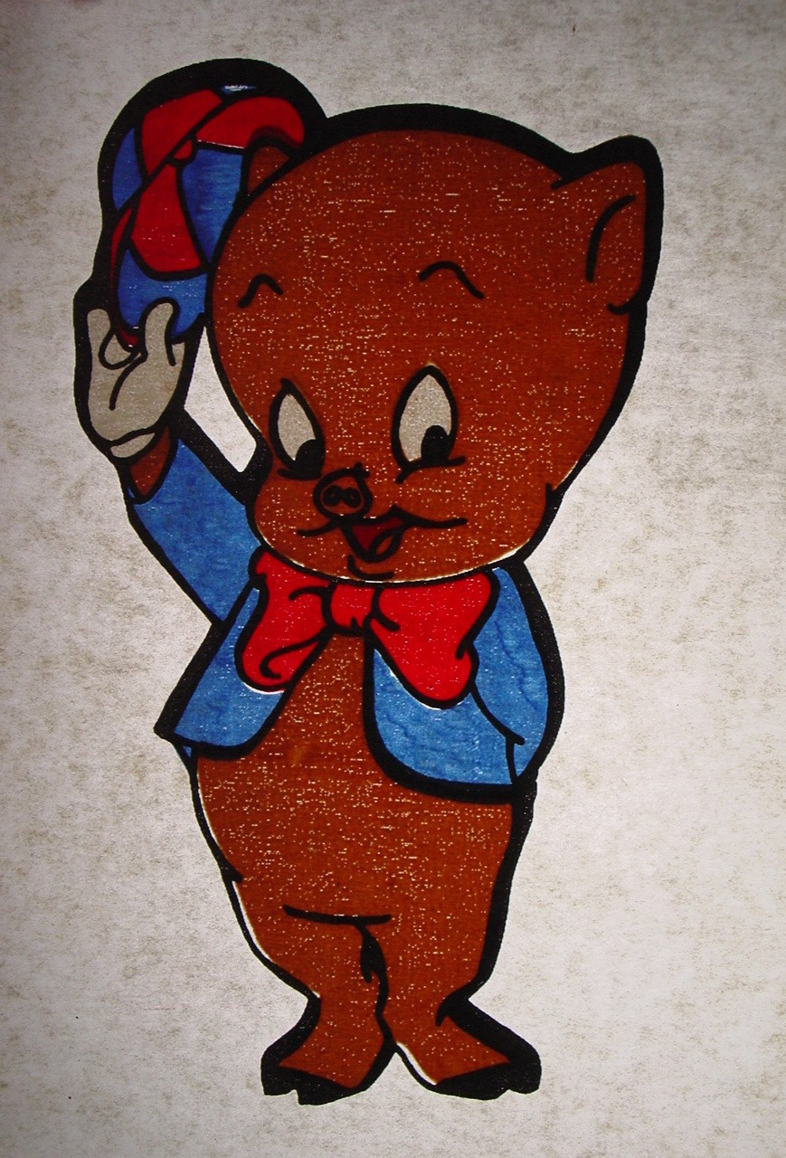 PORKY PIG VINTAGE 1970’s LOONEY TUNE CARTOON IRON ON TRANSFER #2 -NICE, B-27