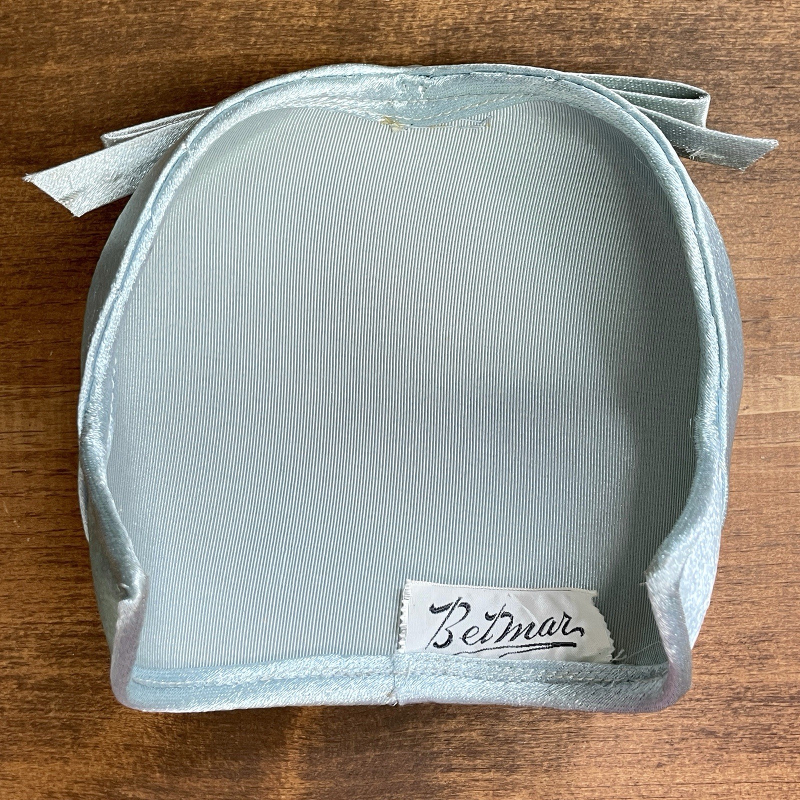 Vintage 1950s Betmar Blue Satin Half Hat Church Cocktail Wedding Calot Cap OS