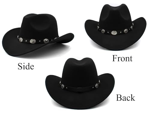 Brown Hat Bands for Cowboy Hats Women Men Retro Ethnic Handmade Black #2