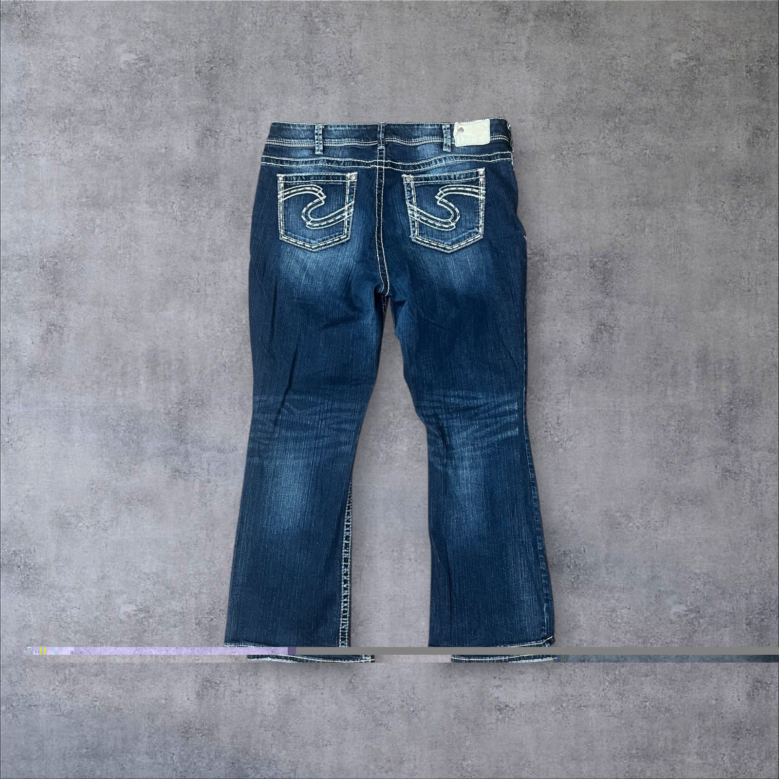 Vintage 2000s y2k Miss Me Style Silver Jeans Sz 18 Embellished Low Rise Jeans