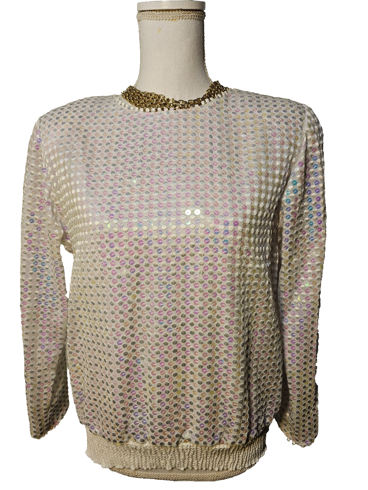 Vintage William Pearson Sequin Top with Pink Tint Fully Lined and Back Zipper 8