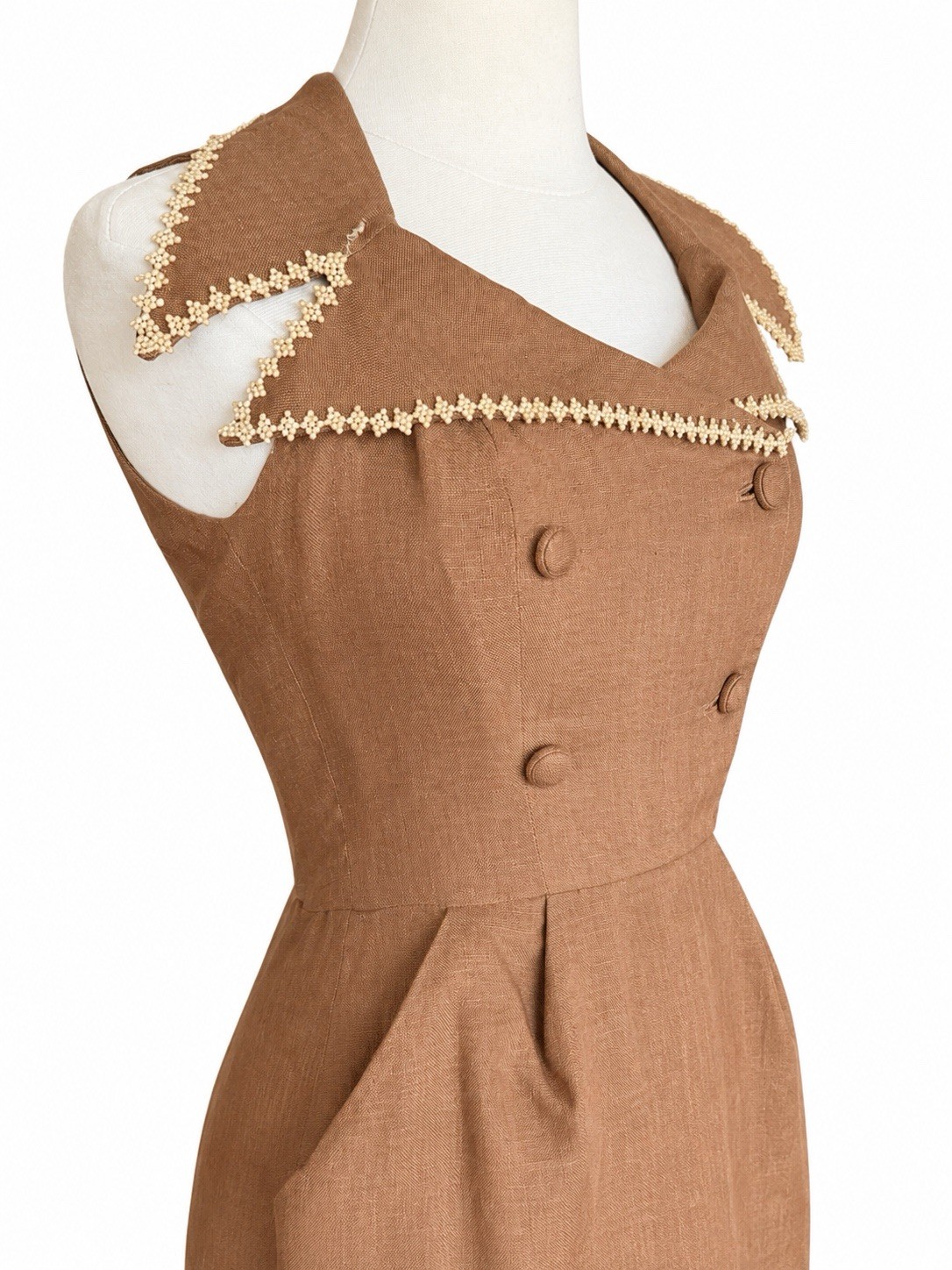 1950s Vintage Brown Dress Pencil Skirt Rockabilly Paramount Studios 50s