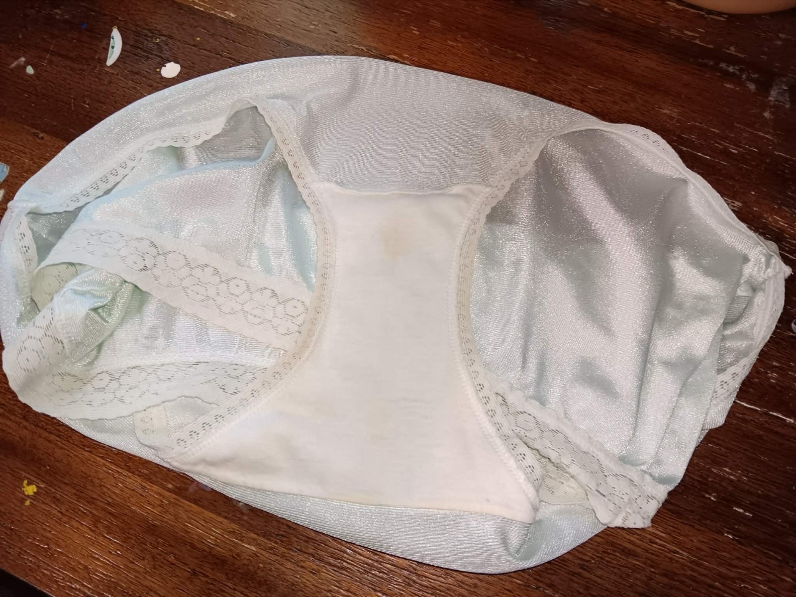 VTG Fruit of the Loom Nylon Panties Sz 6 Mint Green High Cut Brief Silky Granny