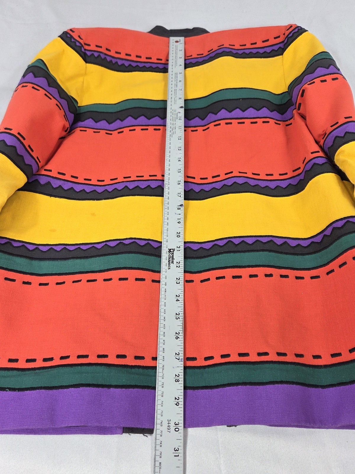 Vintage Girasol Southwestern Serape Stripe Cotton Jacket Concho Ties Made Mexico