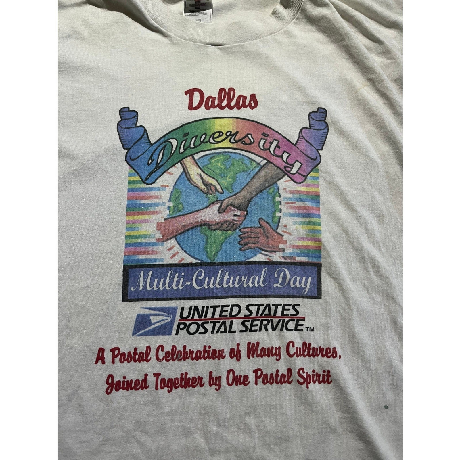 Vintage USPS Dallas Diversity Multi-Cultural Day T-Shirt XXL Fruit of the Loom