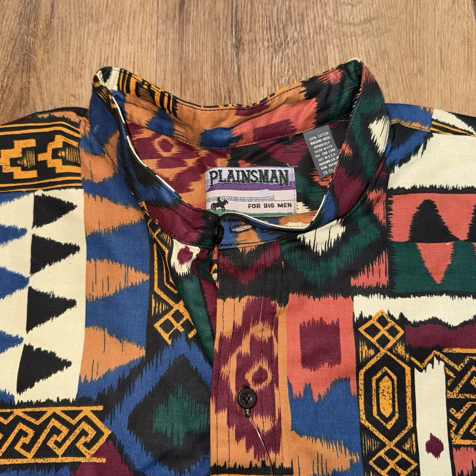 Vtg Plainsman Shirt Western Southwest Aztec AOP Cowboy Festival NOS Mens 2XL XXL