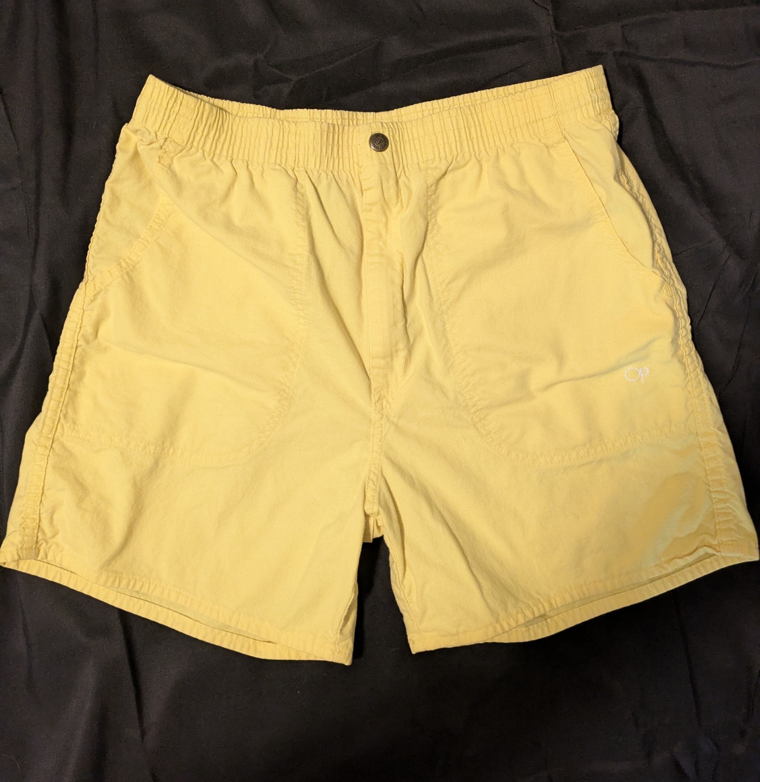 Vintage 80’s OP Longriders Walk Shorts Bright Yellow Size Large Unisex