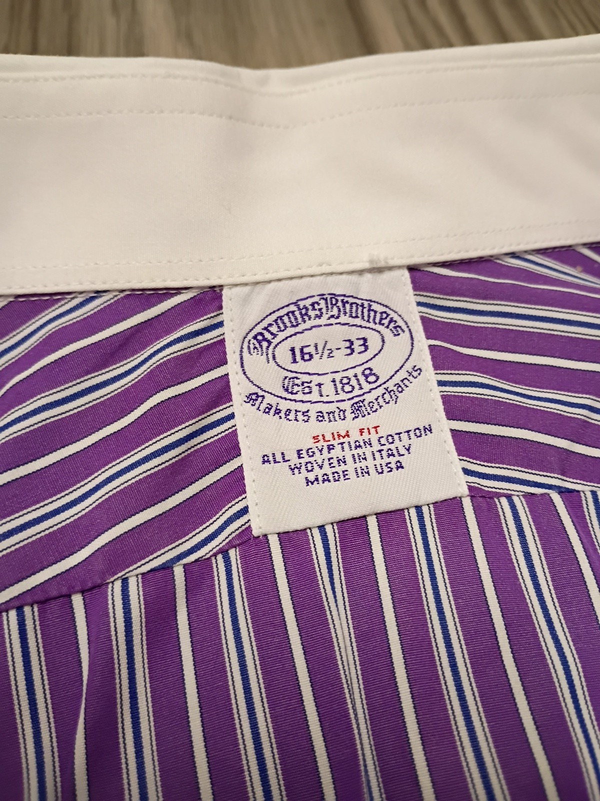 VTG Brooks Brothers Egyptian Cotton Striped Formal Shirt Cufflink USA 16 1/2-33