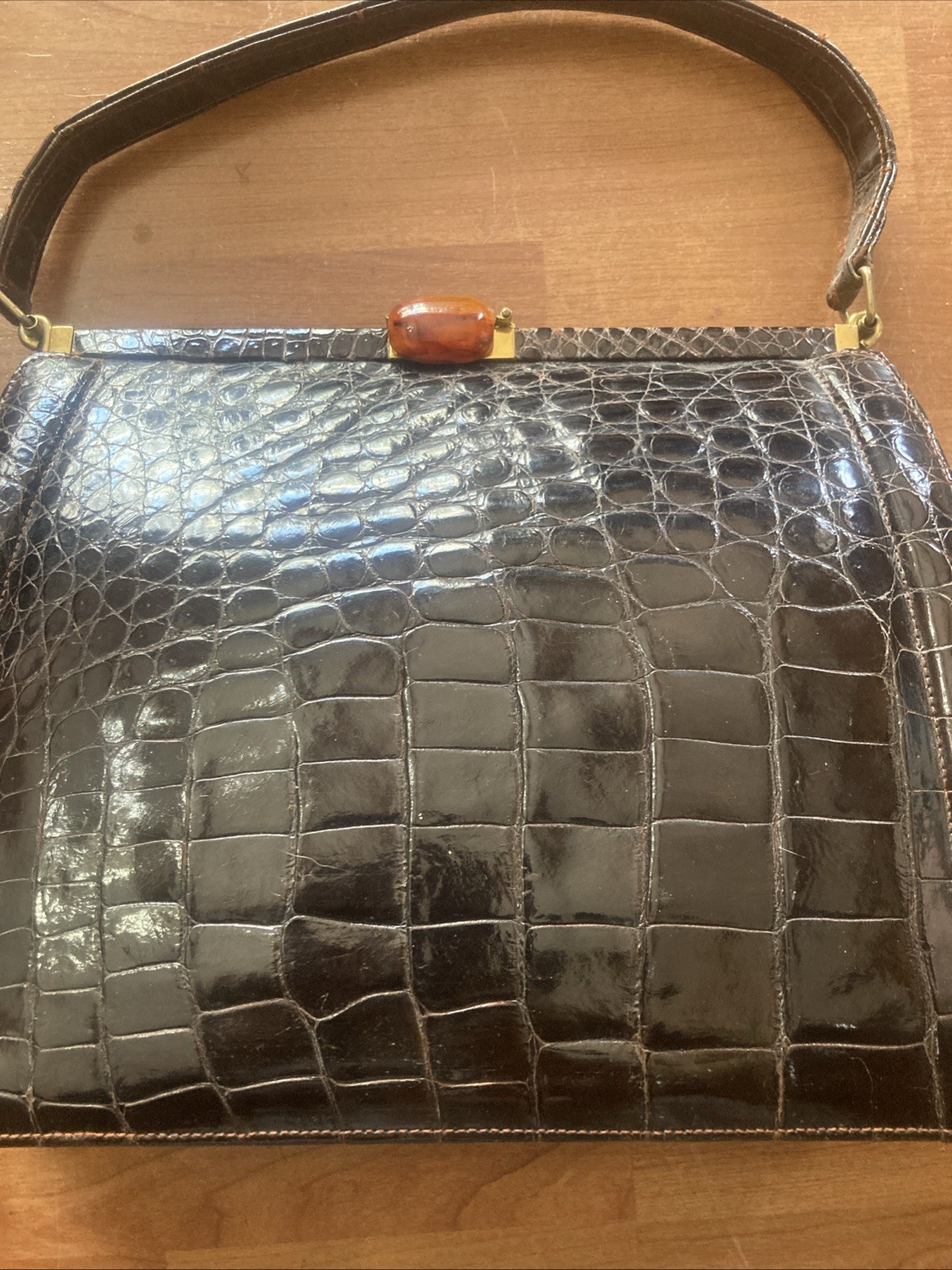 Vintage Kow Hoo Hong Kong Crocodile? Purse Mid Century Modern Handbag