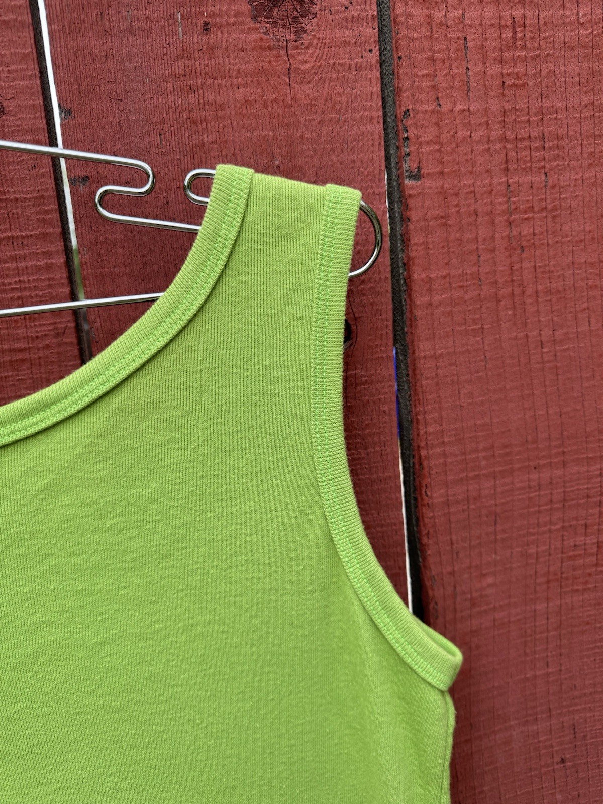 Vintage 80s 90s Ginnis Girl Lime Green Tank Top Soft Summer Spring Large Beach