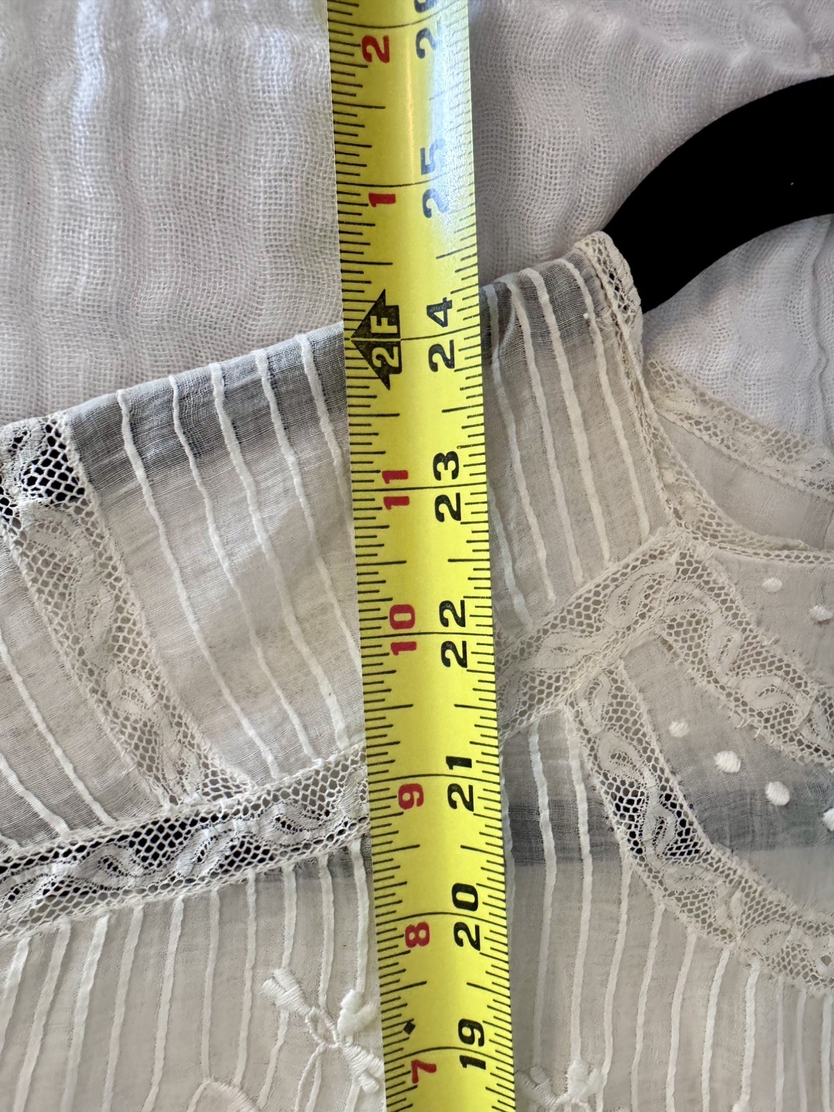 Antique Edwardian White Cotton Lawn Blouse Floral Embroidery Size S/M
