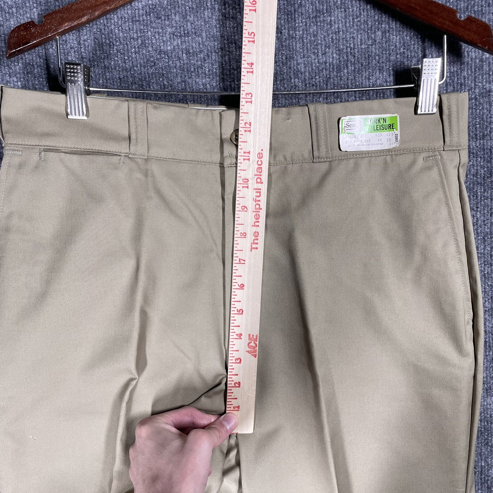 NOS VINTAGE 70s Sears Work Leisure Pants Regular Perma-Prest 33×28 Beige Khaki