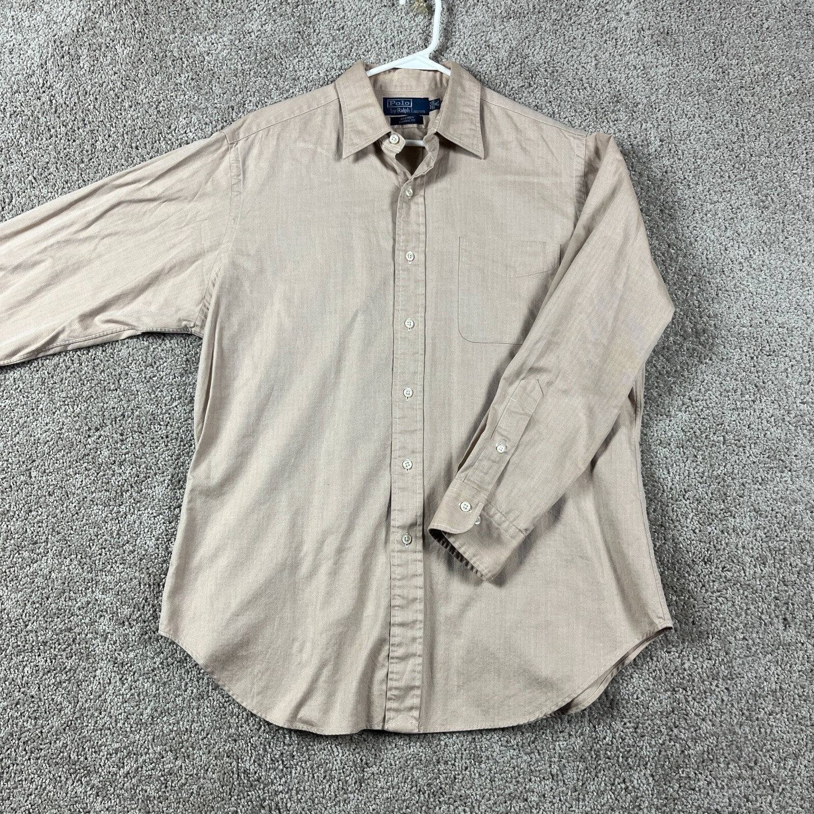 VTG Polo Ralph Lauren Brown Dress Shirt 16 32/33 Classic Fit Long Sleeve Andrew
