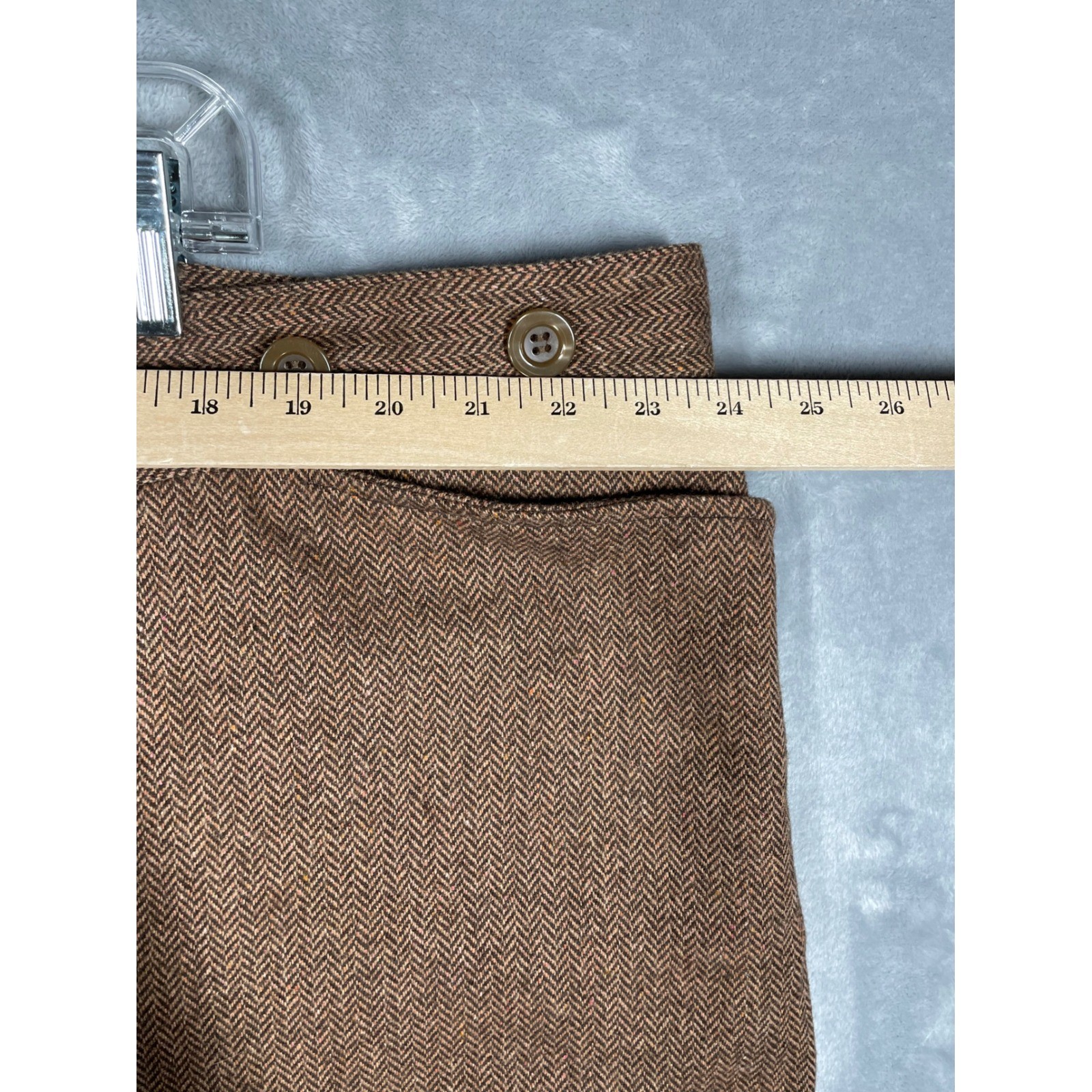 Historical Emporium Mens Brown Herringbone Tweed Trousers Cinch Back Size 48