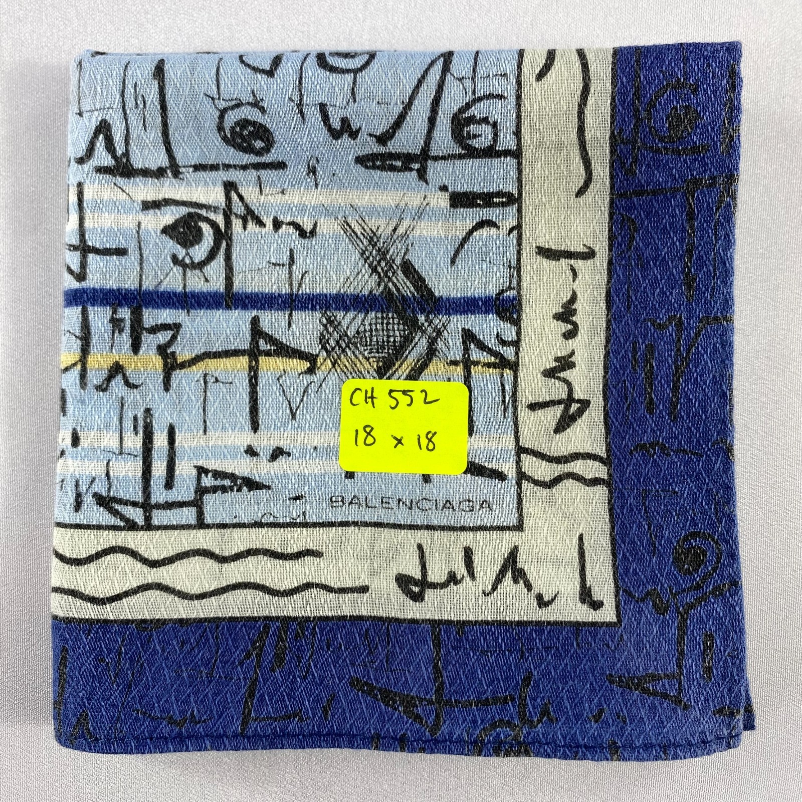 Vintage Balenciaga Handkerchief Pocket Square Bandana Neckerchief