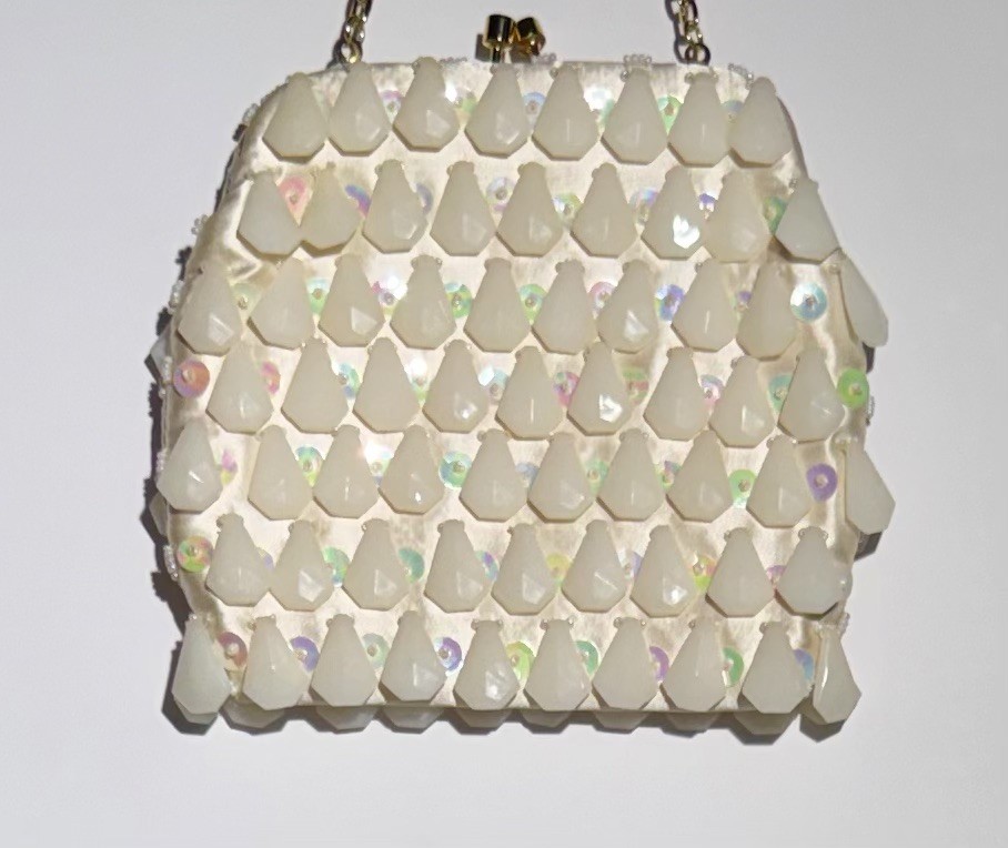 1950s Vintage Sequined Evening Purse White – Regal Brand New in Original Box!