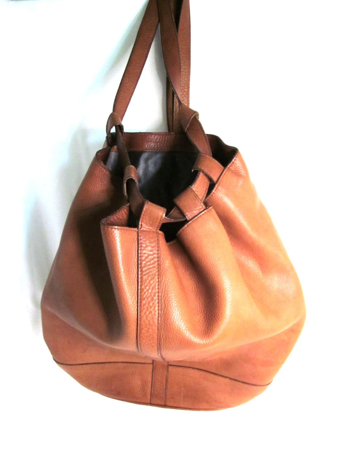 Large Leather Tote/Book Back Pack Bag Hobo 16” x 14” Made in Italy Lined Pocket
