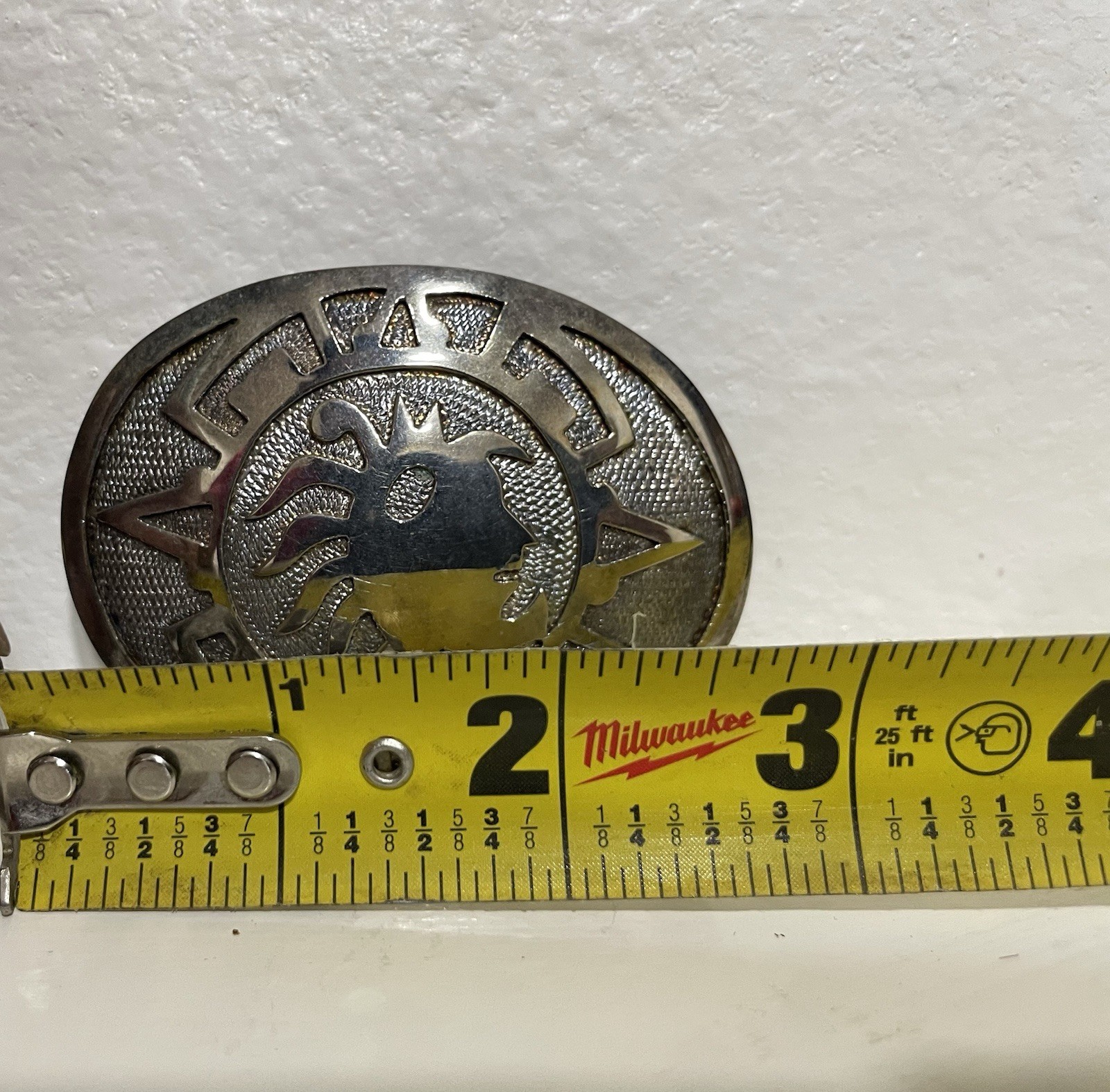 Mexico Oval Silver Tone Belt Buckle Southwest Western Sun or Aztec Warrior