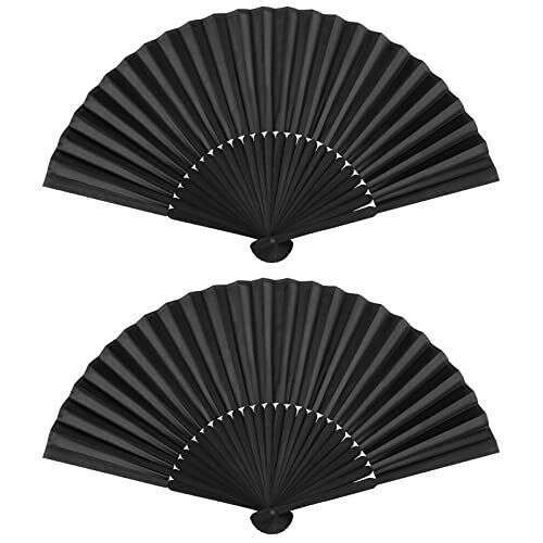 2 Pack Bamboo Silk Folding Fan Handheld Chinese Vintage Retro Fabric Fans Gift