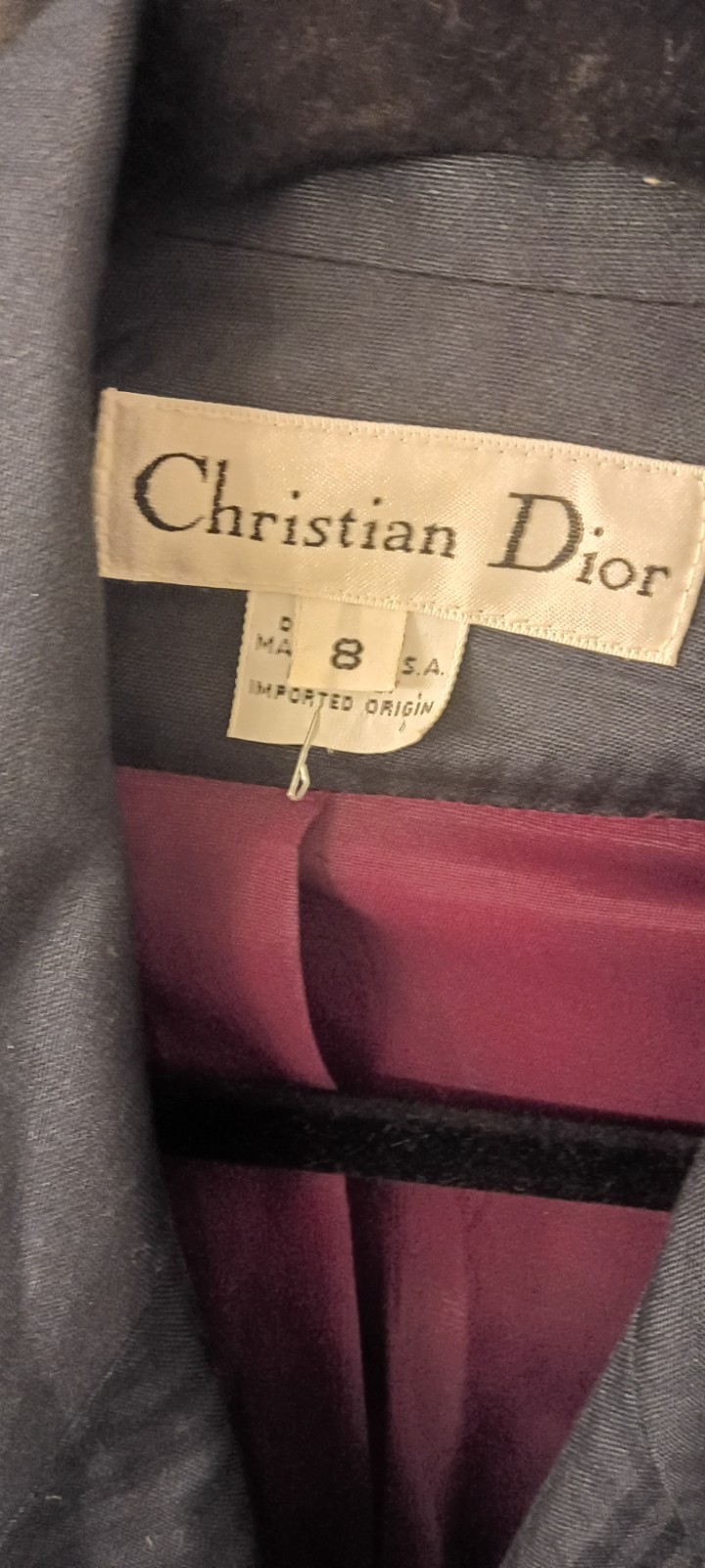 Vintage Christian Dior Plaid Double Breasted Blazer Navy Size 8