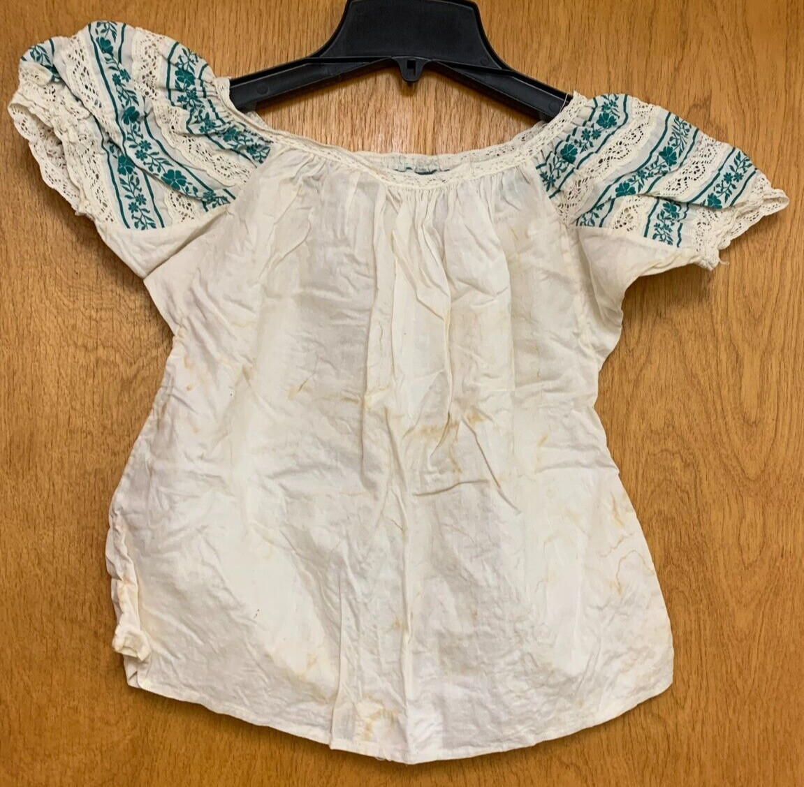 Vintage LAB-MEX Cotton Lace Trim Spanish Mexican Blouse Children’s? *Flaws