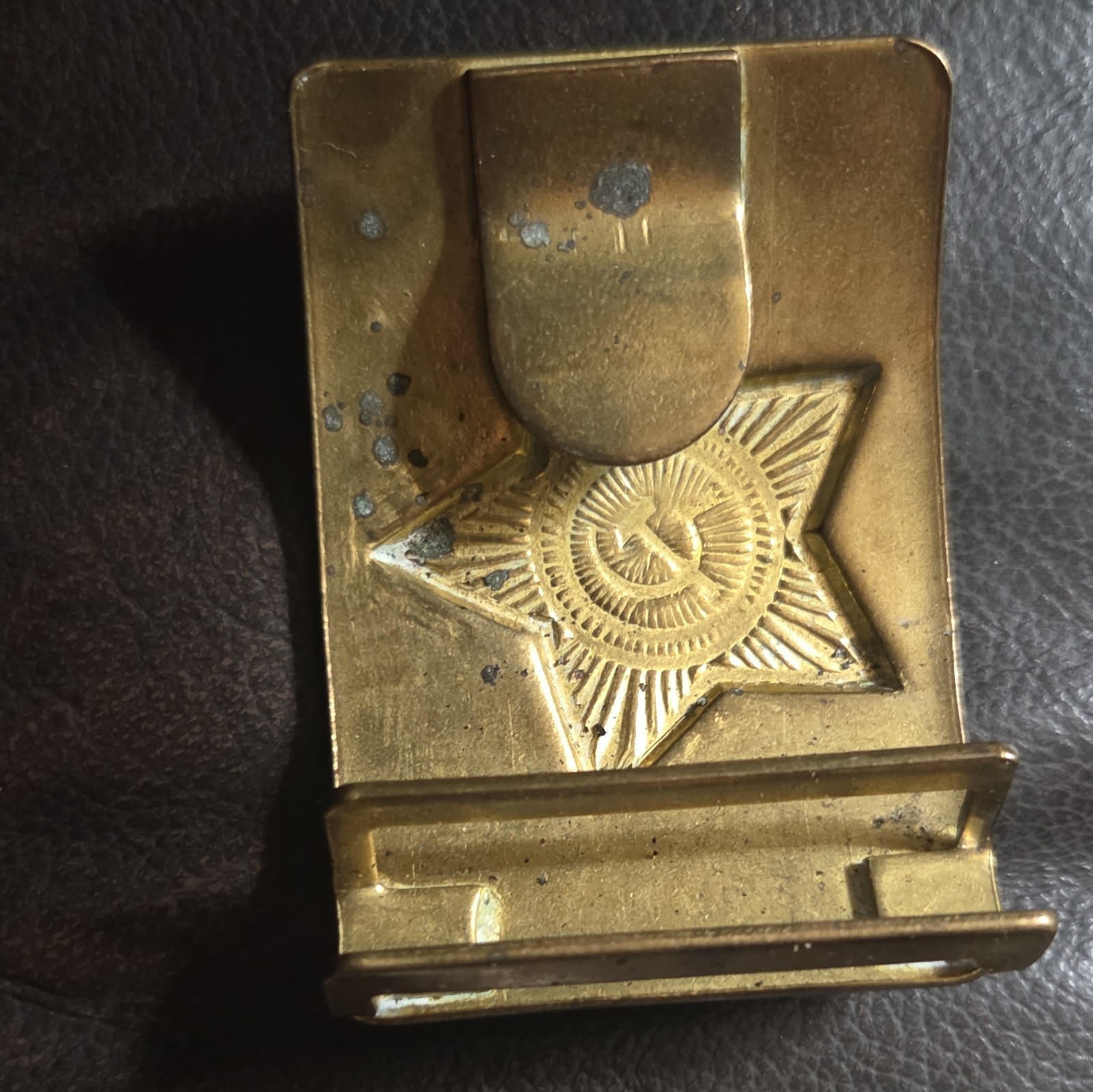 Vintage Gold Tone Metal Belt Buckle Military Star Emblem Adult Unisex
