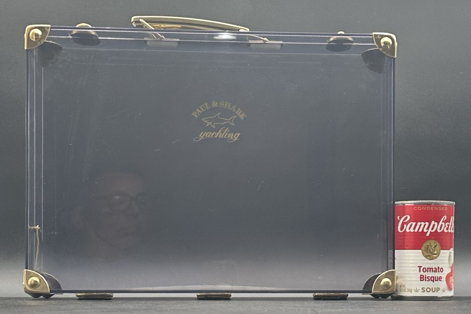 Vintage Paul & Shark Yachting Clear Smoke Gray Black Plastic Box Briefcase