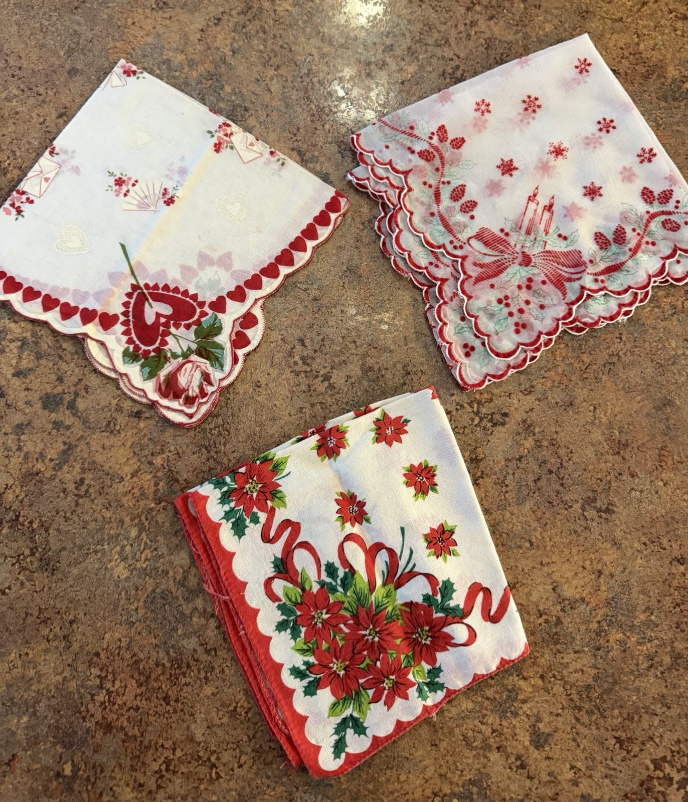 Vintage Lot of 23 Handkerchiefs Floral, Christmas, V-day, Lace, Mixed Assortment