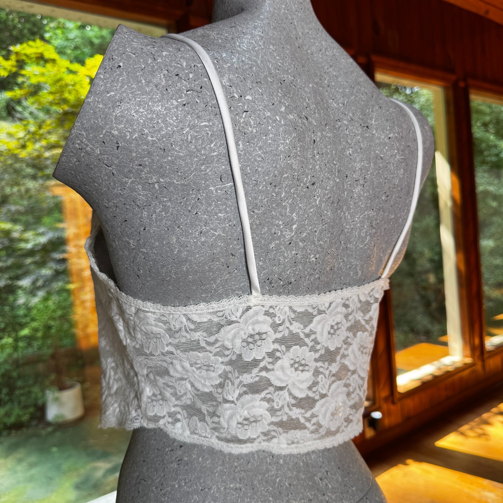 Vintage Christian Dior White Satin Lace Logo Camisole Bralette Large USA ILGWU