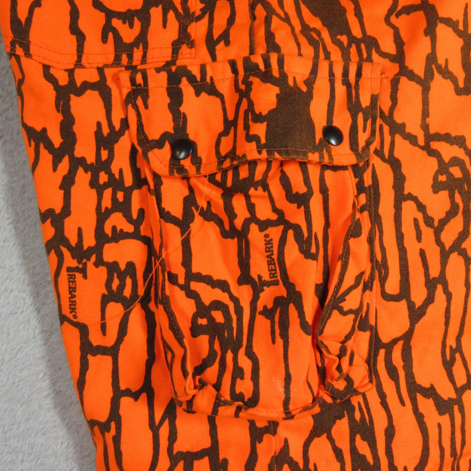 Vtg Pella Big Dutch Hunting Pants Mens XL Orange Camo Trebark Cargo Quilted Zip