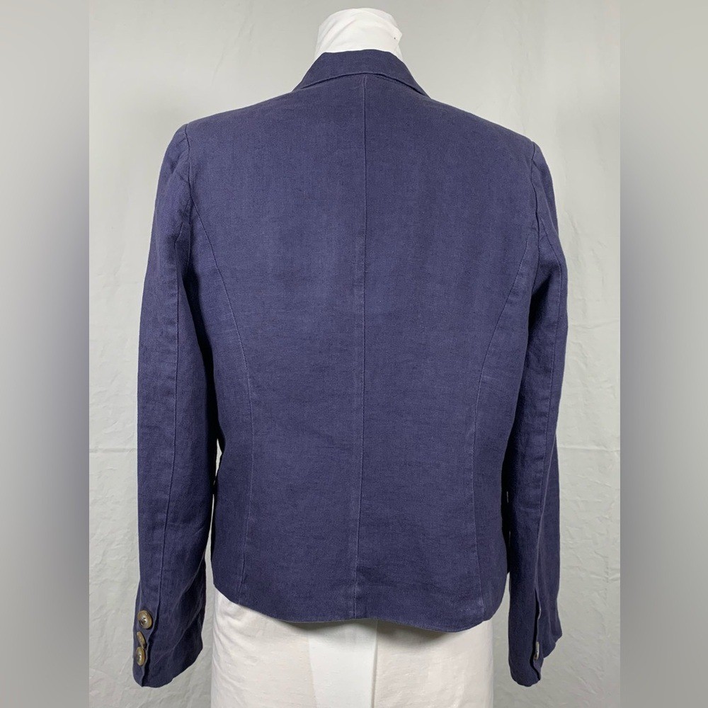 Kenar Navy Blue 100% Linen Blazer – Striped Lining – Size Medium