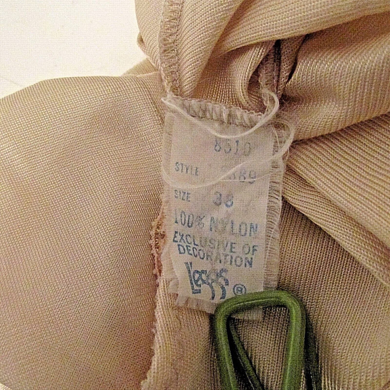 L’eggs 8510 Beige Semi-Sheer Silky Nylon Lace Camisole Cami Slip Top 38 USA made
