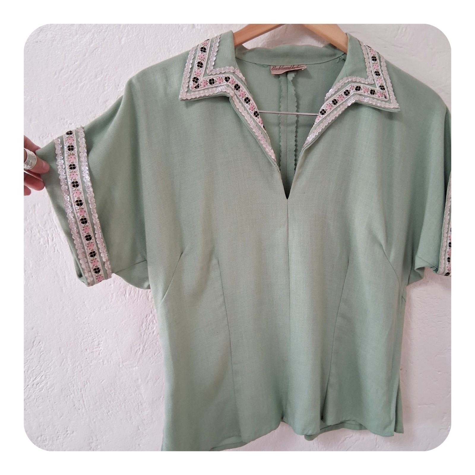 Vintage 1950s Buckboard Fashions Tucson AZ, Southwest Patio Blouse, Mid-Century