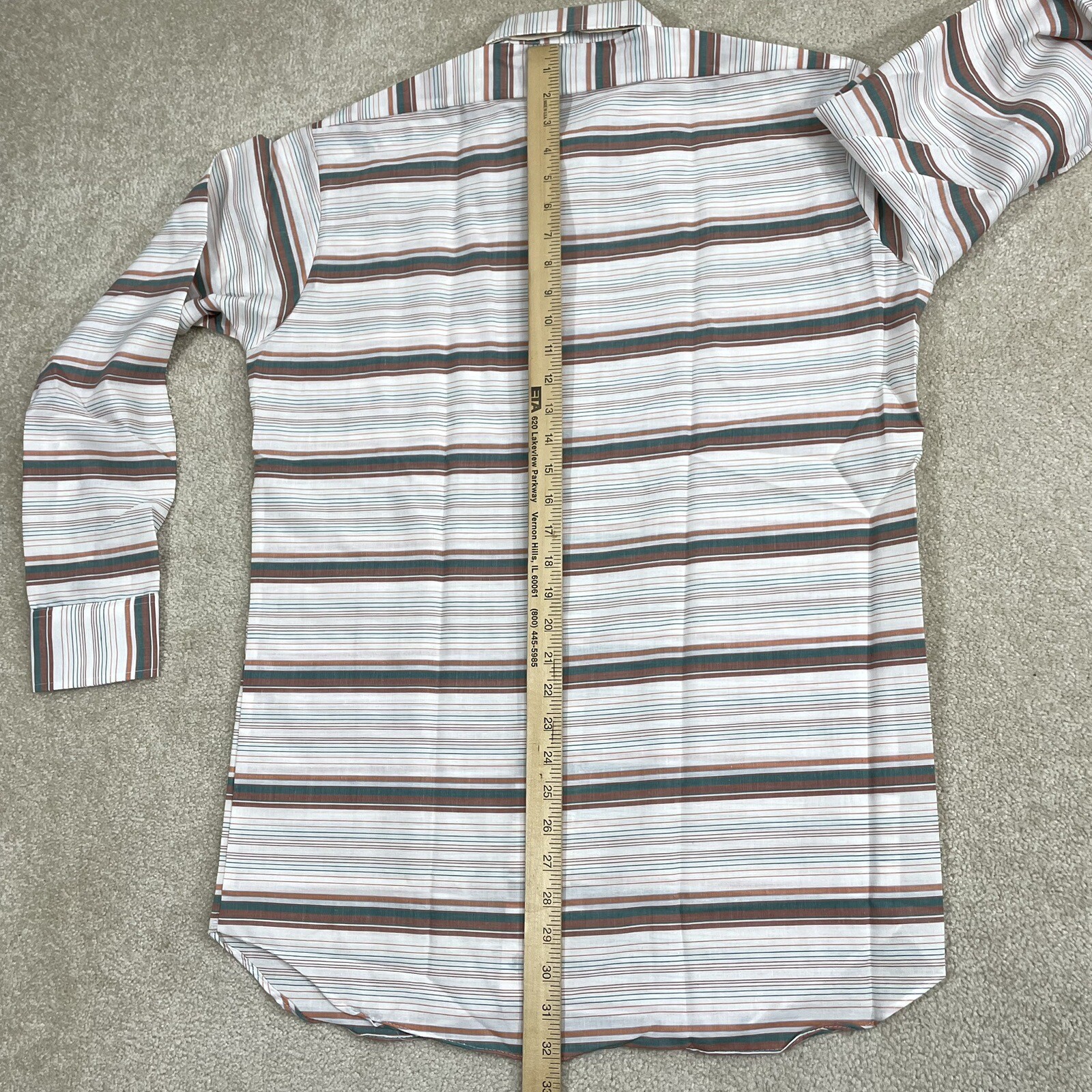 Vintage Colebrooke Permanent Press Striped Collared Shirt Mens 16 32-33 60s 70s